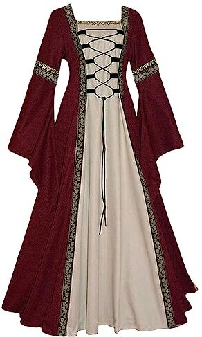 Generico Costume Dama Del Medievale Gotico Spalle Scoperte Costume Strega Donna Punk Vintage Vestito Medievale Vittoriano Vestiti Carnevale Cosplay Costume Principessa Sera Costume Da Dama (#E-Red, M)