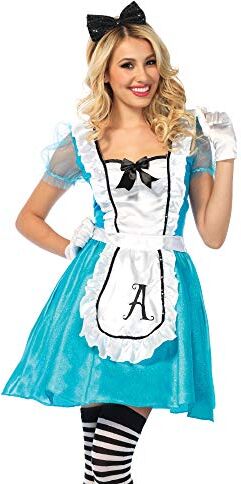 Leg Avenue WONDERLAND Classic Alice Costumi per Adulti, Blu Bianco, S (EUR 36-38) Donna