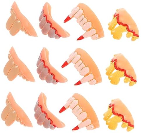 ibasenice 12 Pezzi Zanne Denti Del Vampiro Denti Spaventosi Di Denti Per Halloween Denti Finti Di Halloween Brutti Denti Oggetti Di Scena Falsi Gomma Da Cancellare Capi Di Abbigliamento