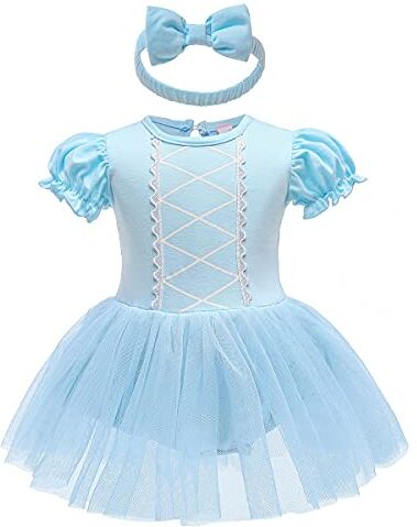 MYRISAM Vestito da Principessa Frozen Elsa Pagliaccetto per Bimba Bambina Costume di Carnevale Halloween Cosplay Compleanno Body Festa Natale Abiti con Archetto 9-12 mesi