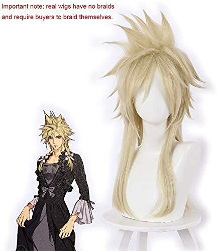 Chtom Final Fantasy VII Remake Cloud Strife Strife Parrucca Cosplay Capelli gialli da donna e Cap FRESS FF7 Cloud Wig Commenti Costume Accessori