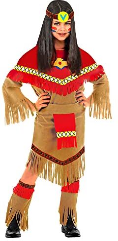 WIDMANN NATIVE INDIAN" (dress, belt, boot covers, headband) (128 cm / 5-7 Years)