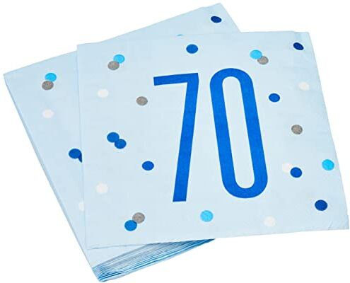 Unique Party  Tovaglioli di Carta Numero 70-16,5 cm Compleanno Glitz Blu e Argento Confezione da 24