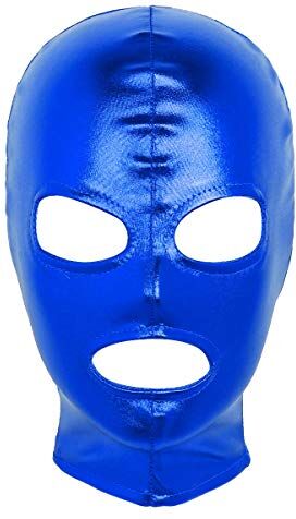 inlzdz Unisex Maschera a Testa Copricapo Uonimi Copriviso Accessori Erotici Cosplay Sexy Latex Gioco di Ruolo Cappuccio Carnevale Cappello Mask Festa in Mascherata Blu Taglia unica