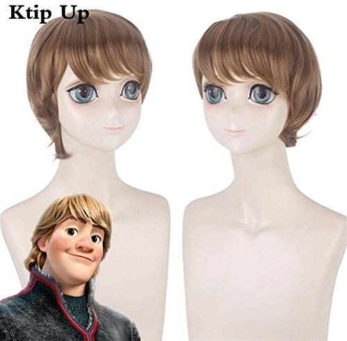 LINLINCD -ime Film Principessa Elsa/Kristoff Cosplay Parrucca Corta Diritta Resistente al Calore Sintetico Costume Partito Uomini Adulti Parrucche Peluc