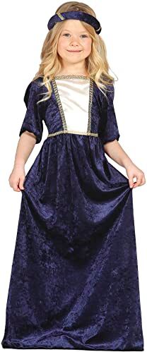 Fiestas GUiRCA - Costume da Dama Medievale 5/6 Anni Bambina Femmina, Blu, Medium (5-6 years),