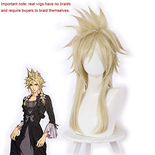 GJBXP Parrucca Cosplay Final Fantasy VII Remake Cloud Strife Parrucca da donna con capelli gialli e cappuccio gratuito FF7 Parrucca accessori costume   parrucca
