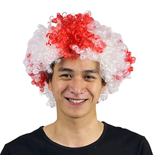 BEALIFE Parrucca da clown Capelli da festa Capelli sintetici Tifosi di calcio Feste multiuso Accessorio copricapo multicolore Divertente, Inghilterra, Dimensione libera