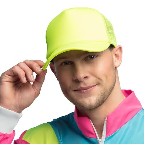 Boland Berretto neon, berretto da baseball per adulti, berretto, anni '90, berretto da baseball, festival, carnevale e feste a tema