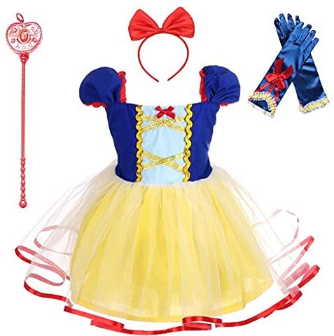 Lito Angels Principessa Biancaneve Vestito con Accessori per Bambina Costume Abito Casual Estivo Taglia 6-7 Anni 102