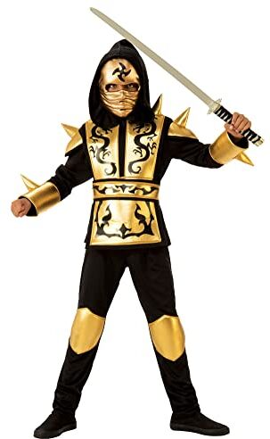 Rubie's --S Costume Ninja Dragon Gold Oro per Bambini (-S), Multicolore, S