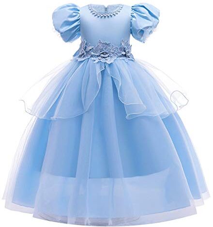 HIHCBF Cenerentola Costume di Carnevale Ragazze Vestito da Principessa Cinderella per Compleanno Natale Festa Halloween Cosplay Cerimonia 11-12 anni