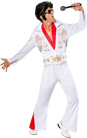 Rubie's Rubies Costume Elvis Deluxe per adulti, Abito completo, cintura e sciarpa, Ufficial Elvis Presley per Carnevale, Feste, Cosplay, Halloween