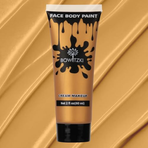 Bowitzki Face and Body Paint 2oz Cream Makeup 60ml Water Based Face Painting Special Effects for Adults Children Kids Halloween Christmas Party Stage Cosplay (oro)