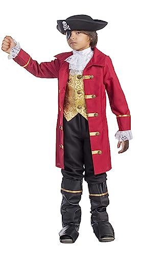 Dress Up America - Costume da Capitano Pirata d'élite per Ragazzi per Bambini, Multicolore, taglia 3-4 anni (vita: 66-71, altezza: 91-99 cm),