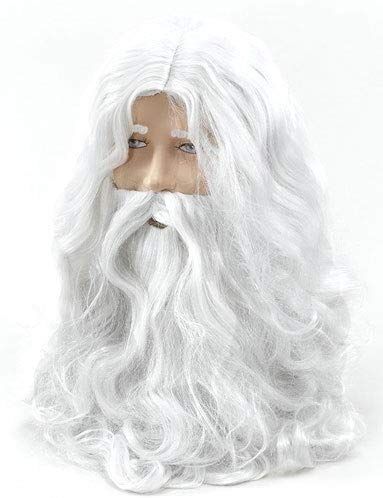 Creative Costume da Babbo Natale lungo di lusso bianco mago parrucca barba Natale Halloween