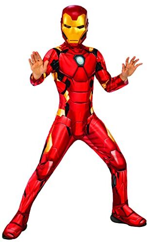 Rubie's RUBIES – Avengers Ufficiale – Costume classico Iron Man per bambini, taglia S – 3 – 4 anni – 90 – 104 cm – Costume tuta, rosso e giallo e maschera, per Halloween, carnevale, idea regalo di Natale