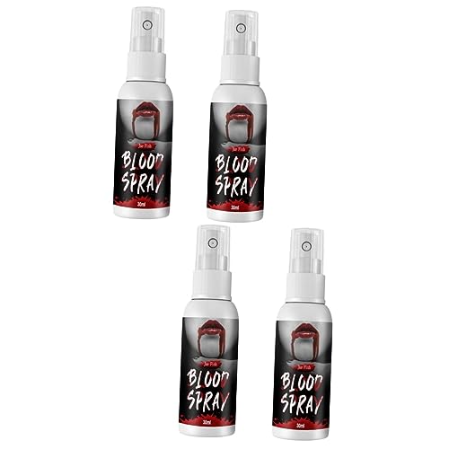 Angoily 4 Pz Spray sangue falso sangue realistico arredamento rosso sangue finto vestiti oggetti di scena di sangue di halloween sangue faccia zombie lavabile plasma Giocattolo decorare