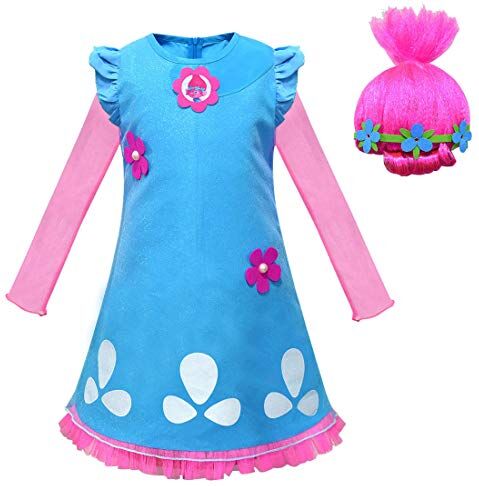 laughZuaia Costume da principessa da troll con papavero, per Halloween, cosplay, feste (130, stile 1)