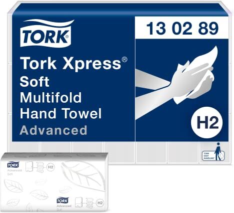 Tork Xpress Asciugamani intercalati Advanced Soft piegati a Z, 2 veli, compatibili con sistema H2, 21 x 180 asciugamani (25,5 x 21 cm)