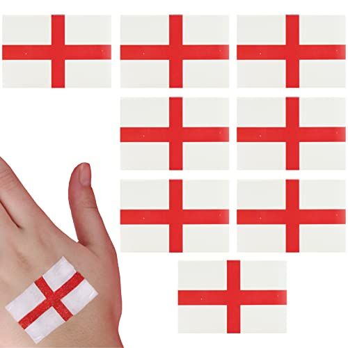 I LOVE FANCY DRESS LTD TATTOO Bandiera inglese – provvisorio impermeabile Inghilterra calcio bandiera rugby, costume da costume accessorio (confezione da 8)