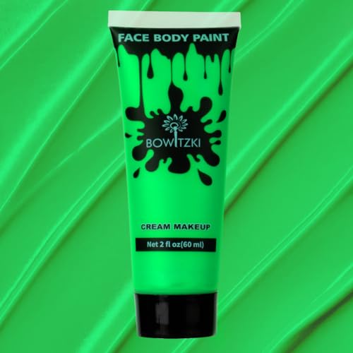 Bowitzki Face and Body Paint 2oz Cream Makeup 60ml Water Based Face Painting Special Effects for Adults Children Kids Halloween Christmas Party Stage Cosplay (verde)