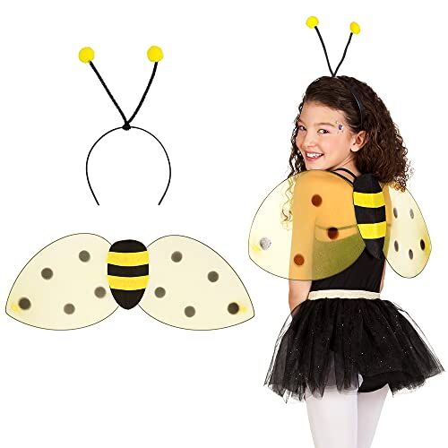 Boland 52852 Set ape, diadema e ali, dimensioni circa 63 x 25 cm, giallo-nero, calabrone, vespa, cerchietto, accessori, carnevale, festa a tema