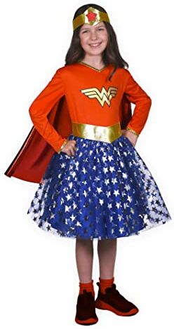 Ciao -Wonder Woman Fashion Costume Travestimento Bambina Originale DC Comics (Taglia 10-12 Anni) con Gonna in Tulle, Colore Rosso, Blu,