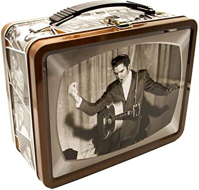 AQUARIUS Elvis TV Fun Box – Robusta scatola di latta con manico in plastica e copertina frontale in rilievo, prodotto con licenza ufficiale Elvis e regalo da collezione