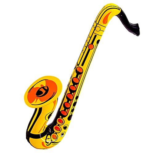 WIDMANN 23931 Sassofono Gonfiabile Adulto Unisex, Clown, Circo, Disco, Musicista, Show, Carnevale, Feste A Tema, 55 Cm, Colore Oro