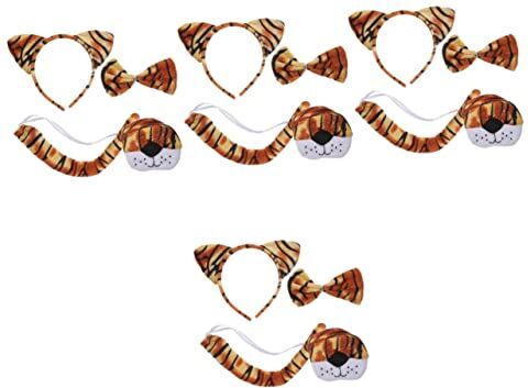 FRCOLOR 4 Set Naso Della Della Tigre Costume Da Tigre Di Peluche Costume Animale Papillon Tigre Accessori Per Costumi Da Tigre Coda Di Tigre Halloween Mancare Tuta Tessuto