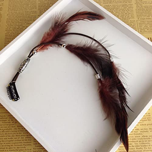 ORGEFY Estensioni dei capelli Boho Hippie fatte a mano con pettine a clip di piume Copricapo Accessori fai da te per regali da donna Regalo di San Valentino-Rosso