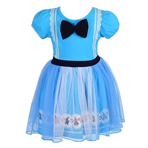 Lito Angels Costume Alice nel paese delle Meraviglie Vestito in Tulle per Bambina, Taglia 4-5 anni, Blu