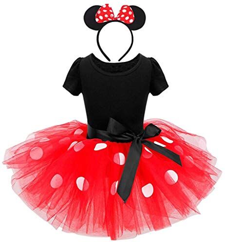 Lito Angels Vestito Costume da minnie per bambina, con orecchie topo cerchio per capelli, Taglia 7-8 Anni, Rosso 261 (Etichetta in Tessuto 150)