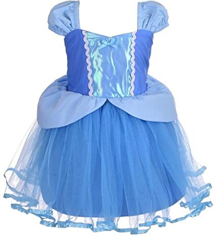 Lito Angels Vestito Costume Principessa Cenerentola per Bambina, Abito Casual Estivo Gonna in Tulle, Taglia 18-24 mesi, Blu 107