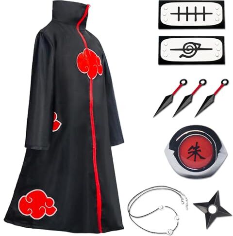 QCCOSER Uchiha Itachi Cappotto Anime Cosplay Costume per Bambini Adulti Unisex Cosplay Halloween Natale Party Costume (XL)