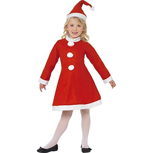 SMIFFYS Smiffy's  Costume ragazza Babbo Natale, Rosso, con abito e cappello, Rosa, M-Età 7-9 anni,