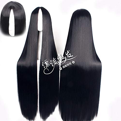 EQWR Halloween Fashion Christmas Party Dress Up Wig Cos Wig, Black Long Straight Hair, Mid-Point Costume Anime, Kill Qianmo, The Same Style, Unisex Cosplay Costume Wig, Color: Pl-659 Mid-Point 80Cm