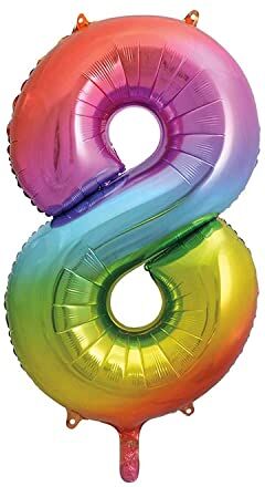 Unique Party  Palloncino Gigante Numero 8-86 cm Colori Arcobaleno