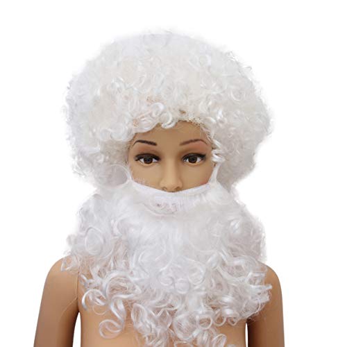 Amosfun 2 Pezzi 1 Set Costume Da Festa Di Natale Parrucche Bianche Parrucca e Barba Bianche Barba Di Babbo Natale Realistica Cosplay Parrucca Di Babbo Natale Abbigliamento Bianca