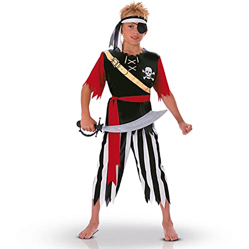 Rubie's Rubies Costume da Pirata da 8 a 10 Anni, con Top e Pantaloni, Fascia e Cintura Rossa, Multicolore, per Carnevale, Natale, Compleanno, Feste e Halloween.