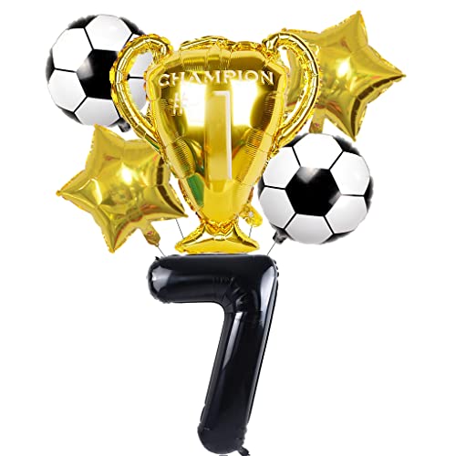 Conruich Kit di Palloncini Calcio, Decorazione Compleanno 7 Anni Bambino, Palloncino Gigante Numero 7, Calcio Decorazioni Festa di Compleanno Ragazzo, Calcio Tema Party Decorazioni