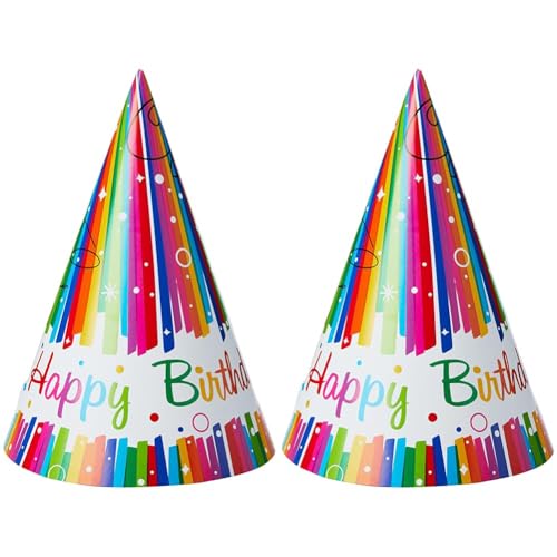 Unique Party  Cappelli di Compleanno con Nastri Arcobaleno, Confezione da 16