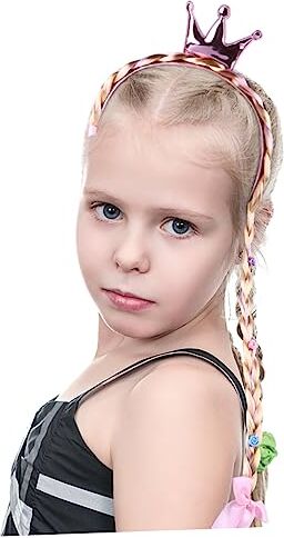 FRCOLOR 1 Pc Party Princess Crown Braid Colorful Kids Fasce Per Per Copricapo Per Parrucca Parrucche Donna Tessuto Capi Di Abbigliamento Finta Treccia