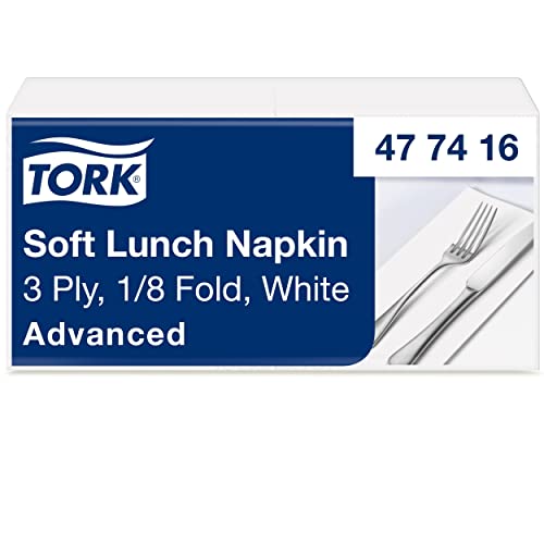 Tork Tovagliolo Lunch Soft bianco (piegato in 8) Advanced, 3 veli, 10 pacchi x 150 tovaglioli (1500 pz), 33 cm (lungh.) x 32,6 cm (largh.)