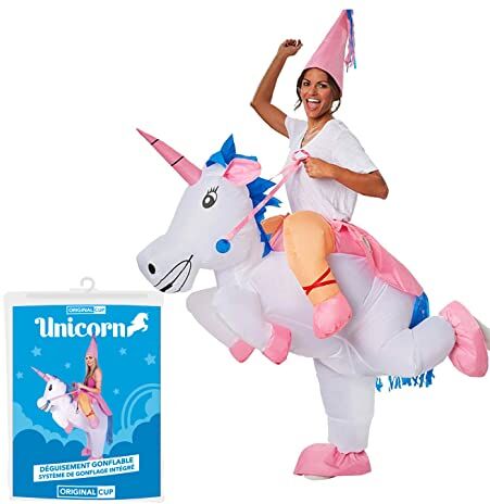 Original Cup AirSuit® Costume Gonfiabile di Unicorno   Costume da Umorismo Gonfiabile   Dimensione Adulta   Piacevole da Indossare Resistente   Sistema di gonfiaggio Incluso   OriginalCup®