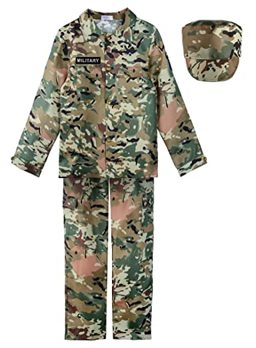 ReliBeauty Costume Militare Bambino Vestito con Cappuccio,130