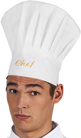 Boland Cappello da cuoco, bianco-giallo, unisex, cuoco, cappello, chef, copricapo, costume, carnevale, festa a tema, cucina