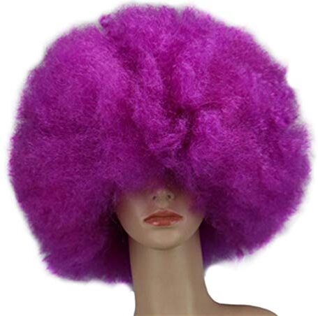 NOLITOY Parrucca Afro Deluxe Anni '70 Da Donna Parrucca Da Clown Cosplay Di Halloween Costume Da Clown Del Circo Parrucca Afro Umani Per Uomini Donne Levins Uomo Viola Soffice