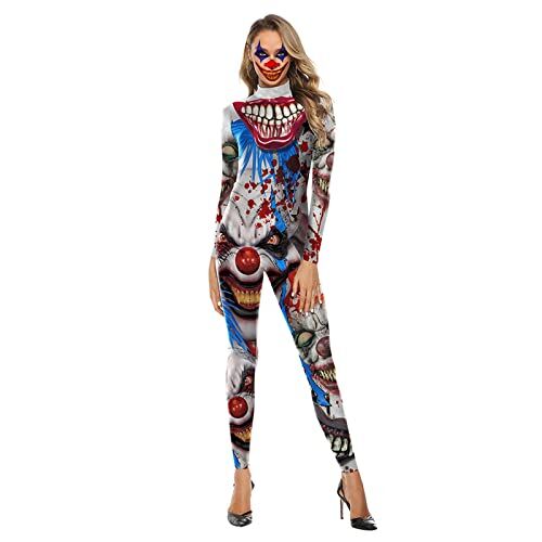 Bseical Costume Halloween Donna 3D, Costume Scheletro Rosa, Travestimenti Halloween Donna, Costume Carnevale Donna Collant, Print Tuta Sexy Body Supereroe Anime Gioco Ruolo Pagliaccetti Skull Cosplay Catsuit